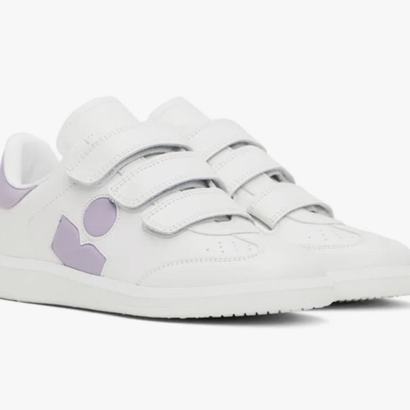 Isabel Marant Shoes - Isabel Marant White Leather Sneakers with Lilac Accent